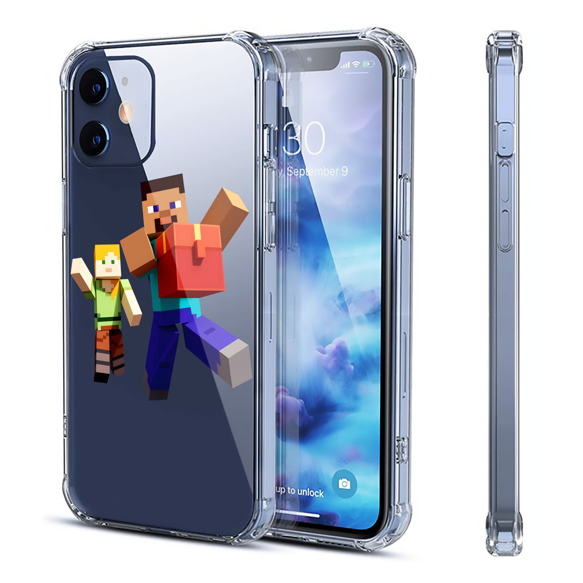 （画像用） マインクラフト ブロックの世界 Minecraft MC Block world 【iPhone 12シリーズ対応】透明スマホケース（クリアソフトケース）